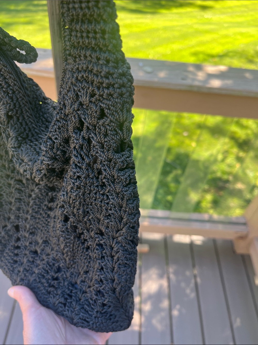 The SAK Black Crochet Shoulder Bag for Women - Classic Knit Tote - Picture 8 of 11